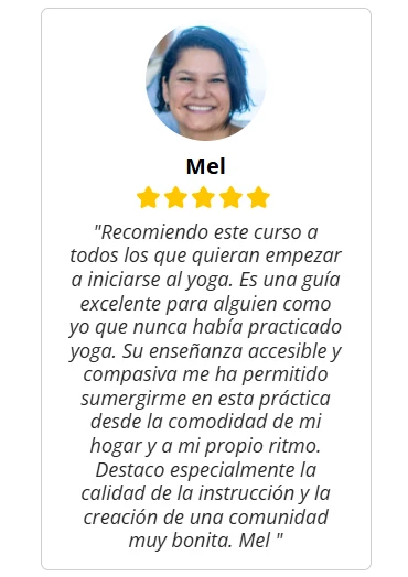 Reseña de Mel con su foto, cinco estrellas